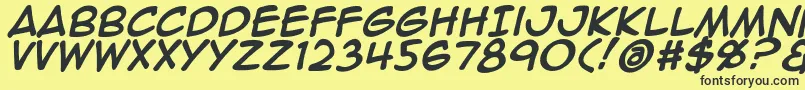 Animeace2Bld-fontti – mustat fontit keltaisella taustalla