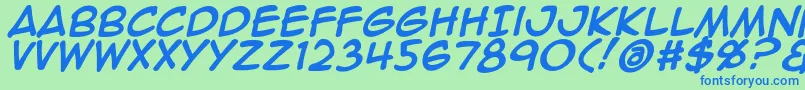 Animeace2Bld-fontti – siniset fontit vihreällä taustalla