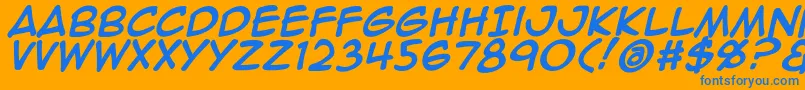 Animeace2Bld-Schriftart – Blaue Schriften auf orangefarbenem Hintergrund