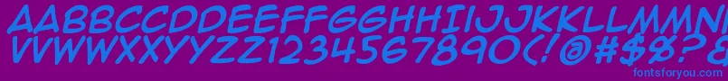 Animeace2Bld-Schriftart – Blaue Schriften auf violettem Hintergrund