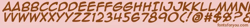Animeace2Bld-fontti – ruskeat fontit vaaleanpunaisella taustalla