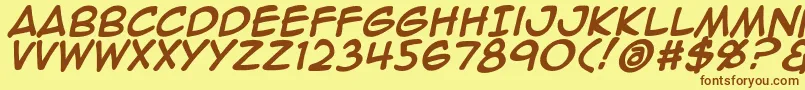 フォントAnimeace2Bld – 茶色の文字が黄色の背景にあります。