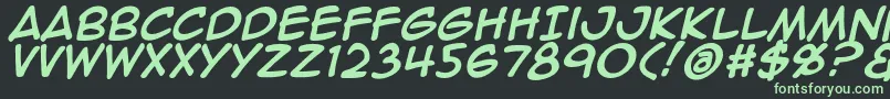 Animeace2Bld-fontti – vihreät fontit mustalla taustalla