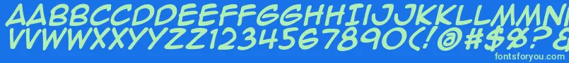 Animeace2Bld-fontti – vihreät fontit sinisellä taustalla