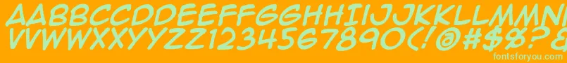 Шрифт Animeace2Bld – зелёные шрифты на оранжевом фоне