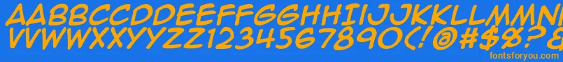 Animeace2Bld-fontti – oranssit fontit sinisellä taustalla
