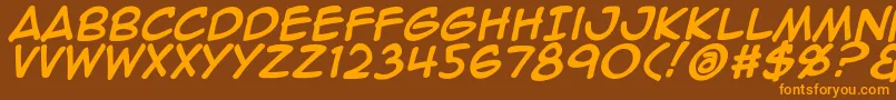Animeace2Bld-fontti – oranssit fontit ruskealla taustalla