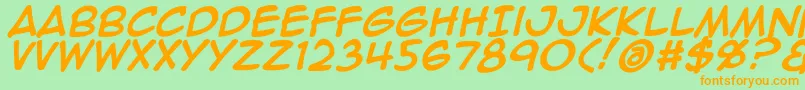 Animeace2Bld-fontti – oranssit fontit vihreällä taustalla