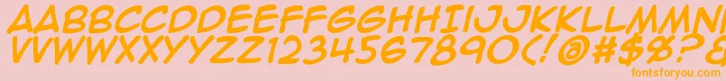 Animeace2Bld-fontti – oranssit fontit vaaleanpunaisella taustalla