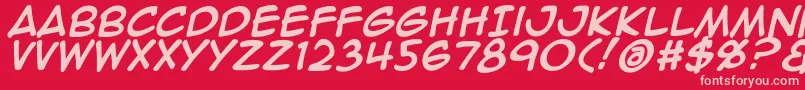 Animeace2Bld-fontti – vaaleanpunaiset fontit punaisella taustalla