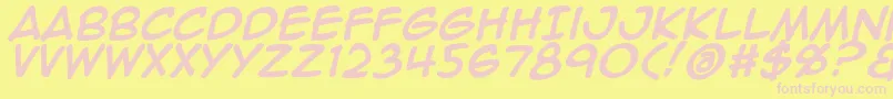 Animeace2Bld-fontti – vaaleanpunaiset fontit keltaisella taustalla