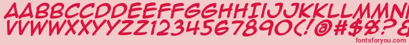 Animeace2Bld-fontti – punaiset fontit vaaleanpunaisella taustalla