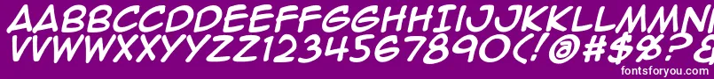 Animeace2Bld-fontti – valkoiset fontit violetilla taustalla