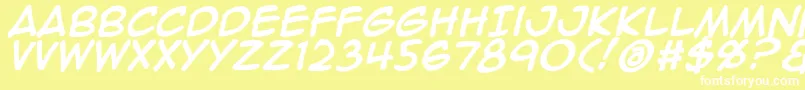 Animeace2Bld-fontti – valkoiset fontit keltaisella taustalla