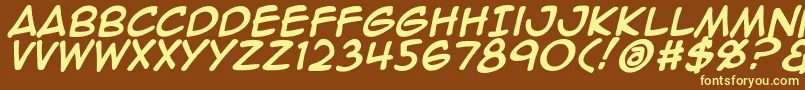 Animeace2Bld-fontti – keltaiset fontit ruskealla taustalla