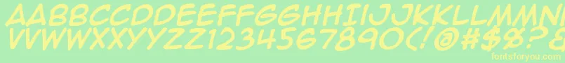 Animeace2Bld-fontti – keltaiset fontit vihreällä taustalla