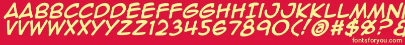 Animeace2Bld-fontti – keltaiset fontit punaisella taustalla