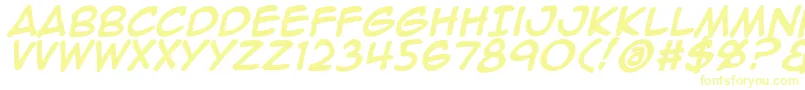 フォントAnimeace2Bld – 白い背景に黄色の文字