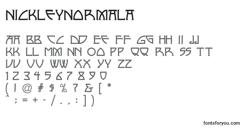 A fonte NickleyNormala – alfabeto, números, caracteres especiais