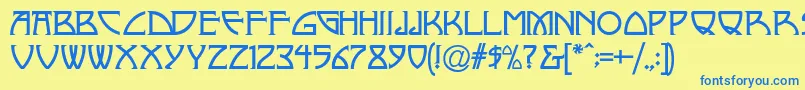 NickleyNormala-Schriftart – Blaue Schriften auf gelbem Hintergrund