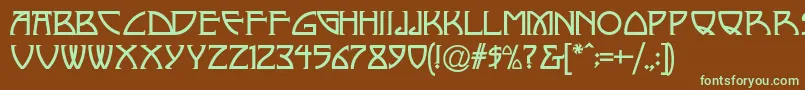 NickleyNormala-fontti – vihreät fontit ruskealla taustalla
