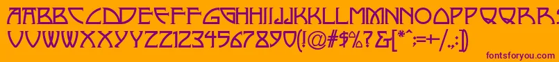 NickleyNormala-Schriftart – Violette Schriften auf orangefarbenem Hintergrund