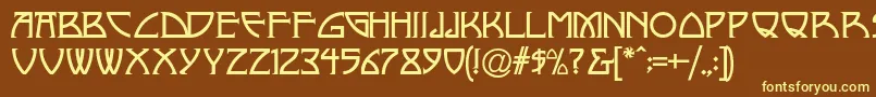 NickleyNormala-fontti – keltaiset fontit ruskealla taustalla