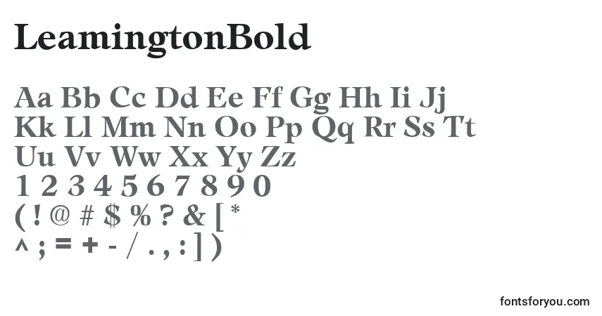 A fonte LeamingtonBold – alfabeto, números, caracteres especiais