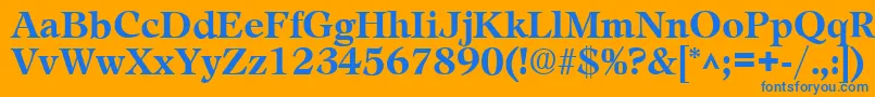 フォントLeamingtonBold – オレンジの背景に青い文字