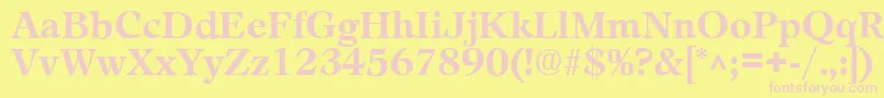 LeamingtonBold-fontti – vaaleanpunaiset fontit keltaisella taustalla