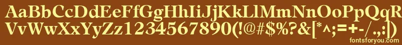 LeamingtonBold-fontti – keltaiset fontit ruskealla taustalla