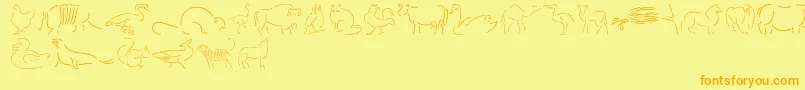 Founa-Schriftart – Orangefarbene Schriften auf gelbem Hintergrund
