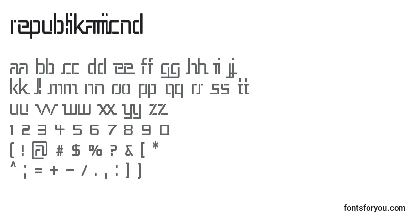 Шрифт RepublikaIiiCnd – алфавит, цифры, специальные символы