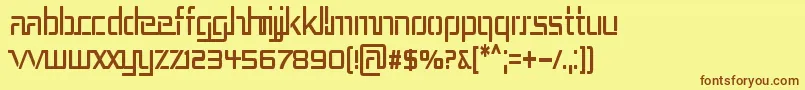 フォントRepublikaIiiCnd – 茶色の文字が黄色の背景にあります。