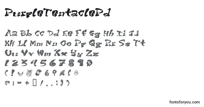 Schriftart PurpleTentaclePd – Alphabet, Zahlen, spezielle Symbole