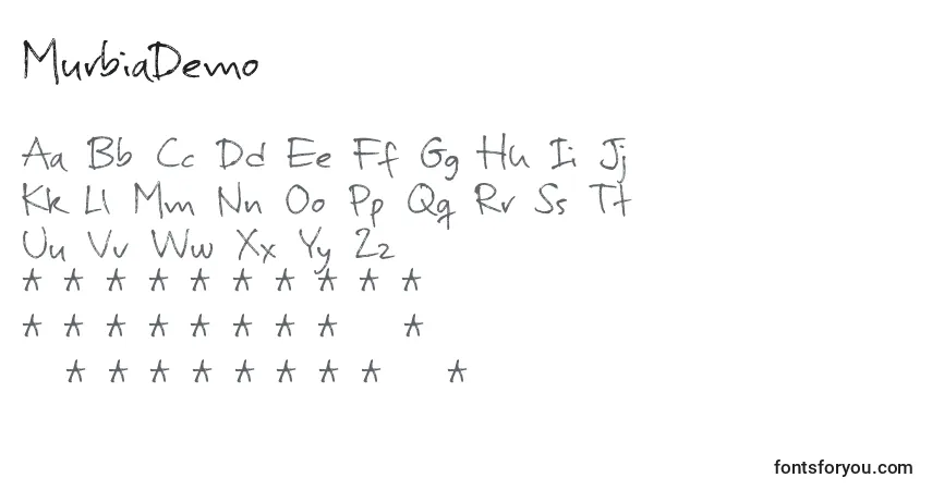A fonte MurbiaDemo – alfabeto, números, caracteres especiais