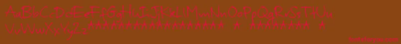 フォントMurbiaDemo – 赤い文字が茶色の背景にあります。