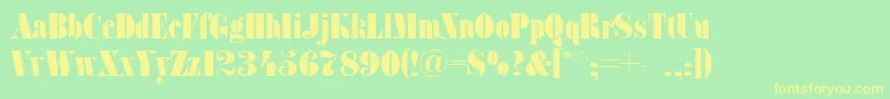 フォントSanasoftFat.Kz – 黄色の文字が緑の背景にあります