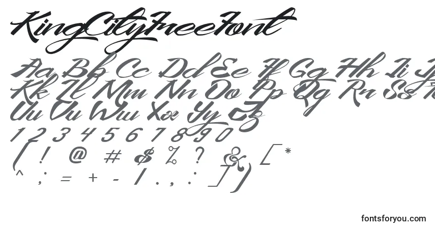 Czcionka KingCityFreeFont (2759) – alfabet, cyfry, specjalne znaki