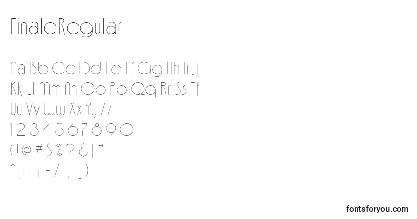Czcionka FinaleRegular – alfabet, cyfry, specjalne znaki