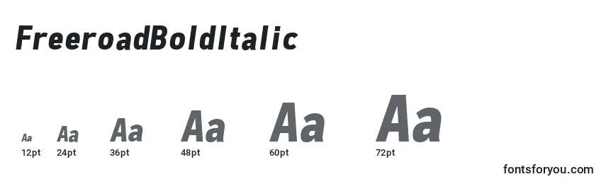 FreeroadBoldItalic Font Sizes