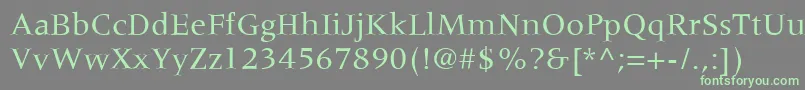 MeridienLtRoman-fontti – vihreät fontit harmaalla taustalla