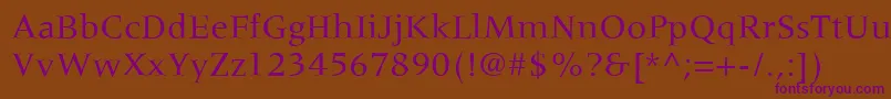 Czcionka MeridienLtRoman – fioletowe czcionki na brązowym tle