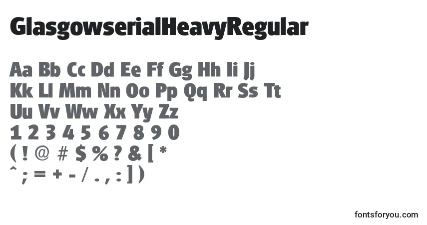 A fonte GlasgowserialHeavyRegular – alfabeto, números, caracteres especiais