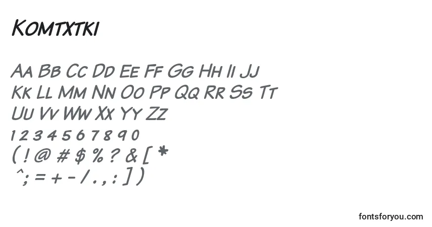 Czcionka Komtxtki – alfabet, cyfry, specjalne znaki