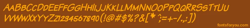 Komtxtki-Schriftart – Orangefarbene Schriften auf braunem Hintergrund