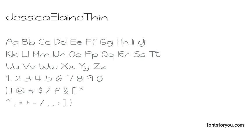 Шрифт JessicaElaineThin – алфавит, цифры, специальные символы