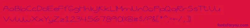 JessicaElaineThin Font – Purple Fonts on Red Background