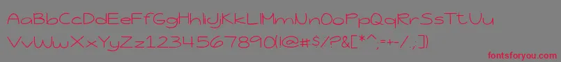 フォントJessicaElaineThin – 赤い文字の灰色の背景