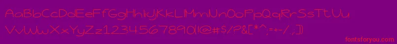 JessicaElaineThin-fontti – punaiset fontit violetilla taustalla